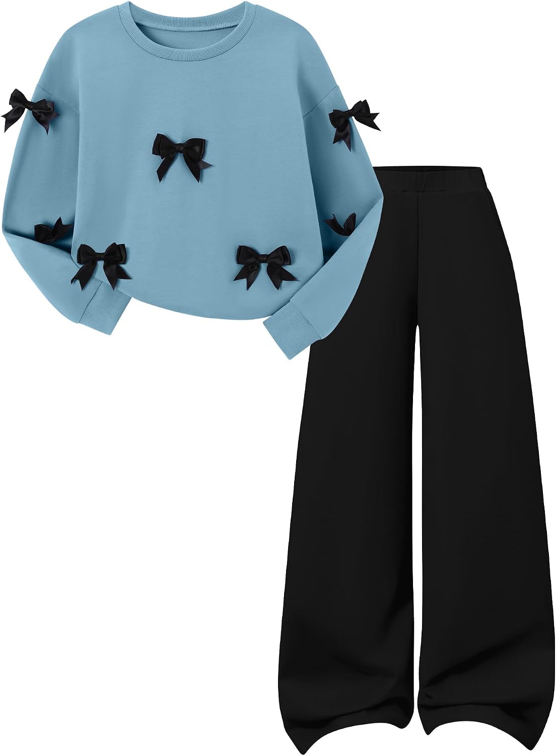 DISAUR Kids Fall Two Piece Outfits Fashion Bow Sweatsuit Set For Girls