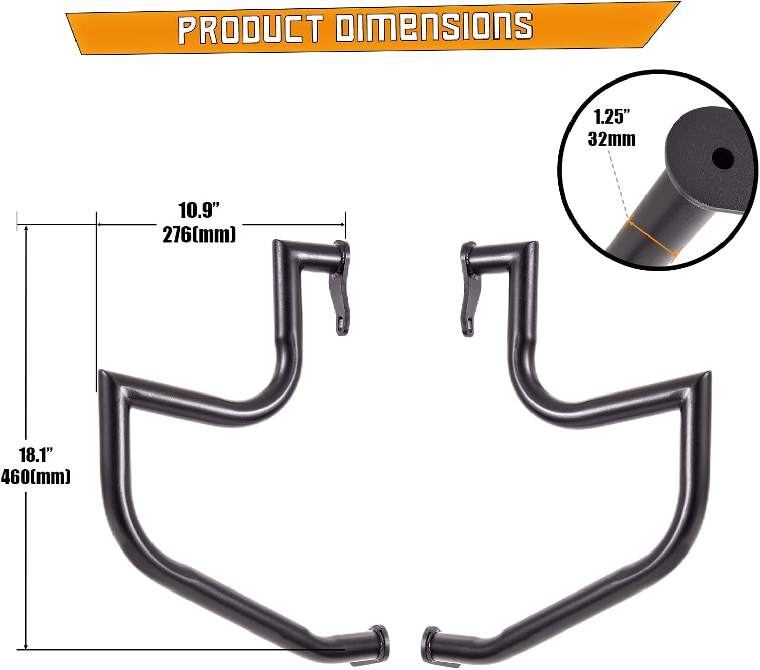 Kinglemc Crash Bar Engine Guard Highway Freeway Bar for Suzuki VL800 Intruder Volusia 800 C50 M50 Boulevard 2005-2022 (Black)