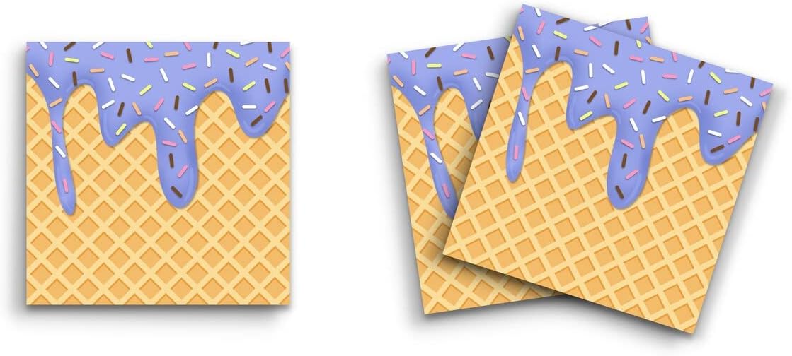 Butler in the Home Sticky Notes 3 Pack 3"x3" 50 Sheet Count Per Pad, Blue Dripping Ice Cream Sprinkles Waffle Cone, Cute Funny Memo Note Pads Stationery Paper