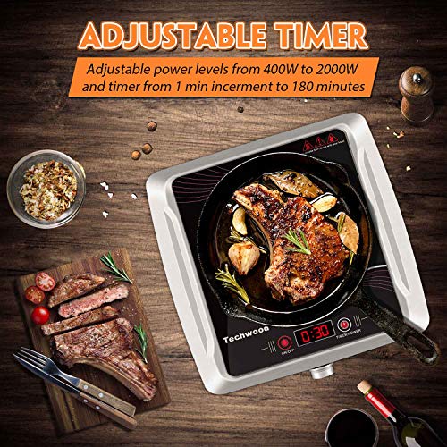 Techwood Hot Plate Electric Stove Single Burner Countertop Infrared Ceramic Cooktop, 1500W Timer And Touch Control, Portable Compatible All Cookware, Ceramic Glass & Stainless Steel Easy To Clean #TOP5