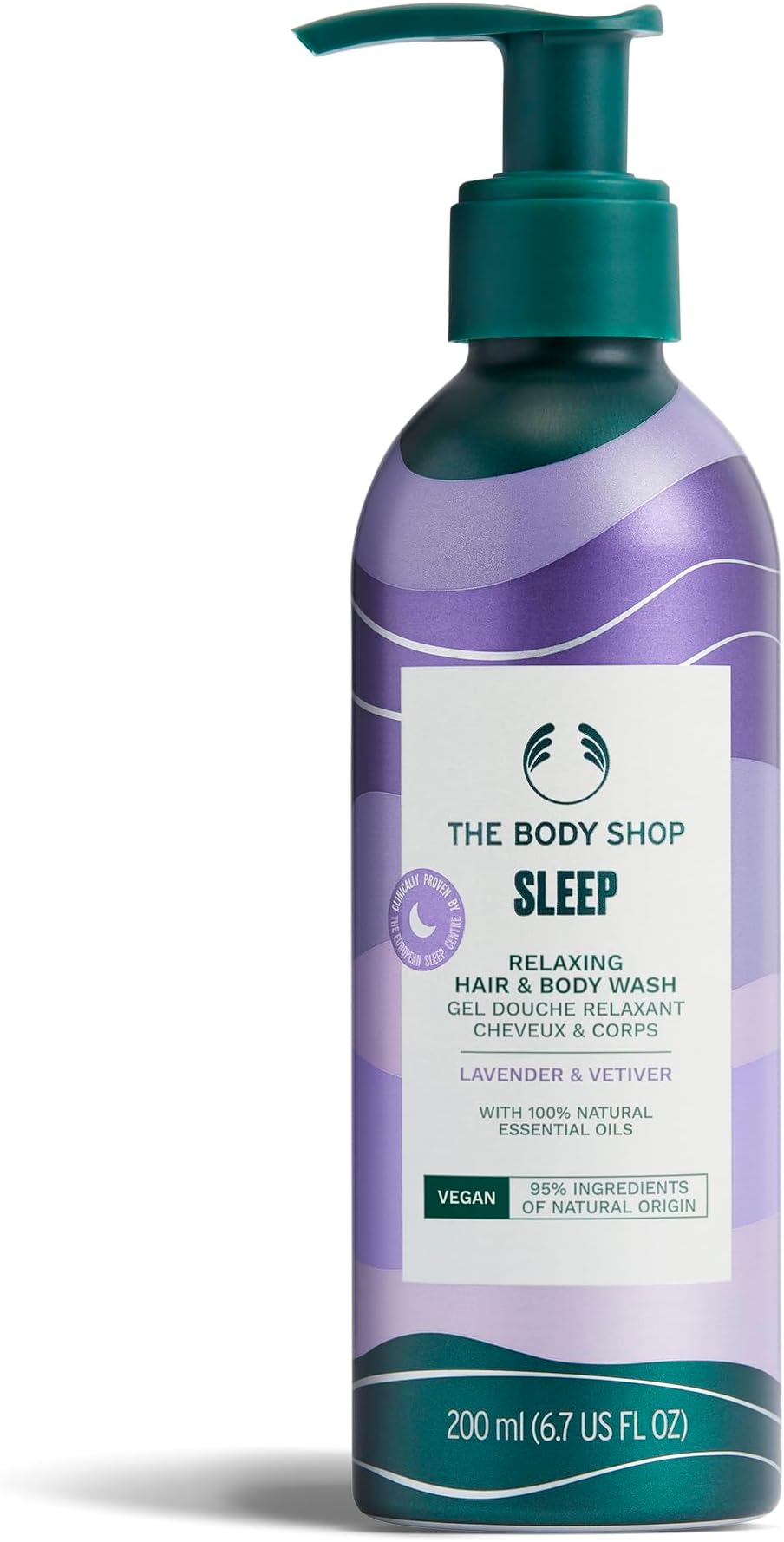 Sleep Relaxing Hair & Body Wash (1x 200ml), Aromatic Cleanser with Lavender & Vetiver Essential Oils, Vegan Body Wash for Bedtime Routine, 95% Natural Origin Ingredients
