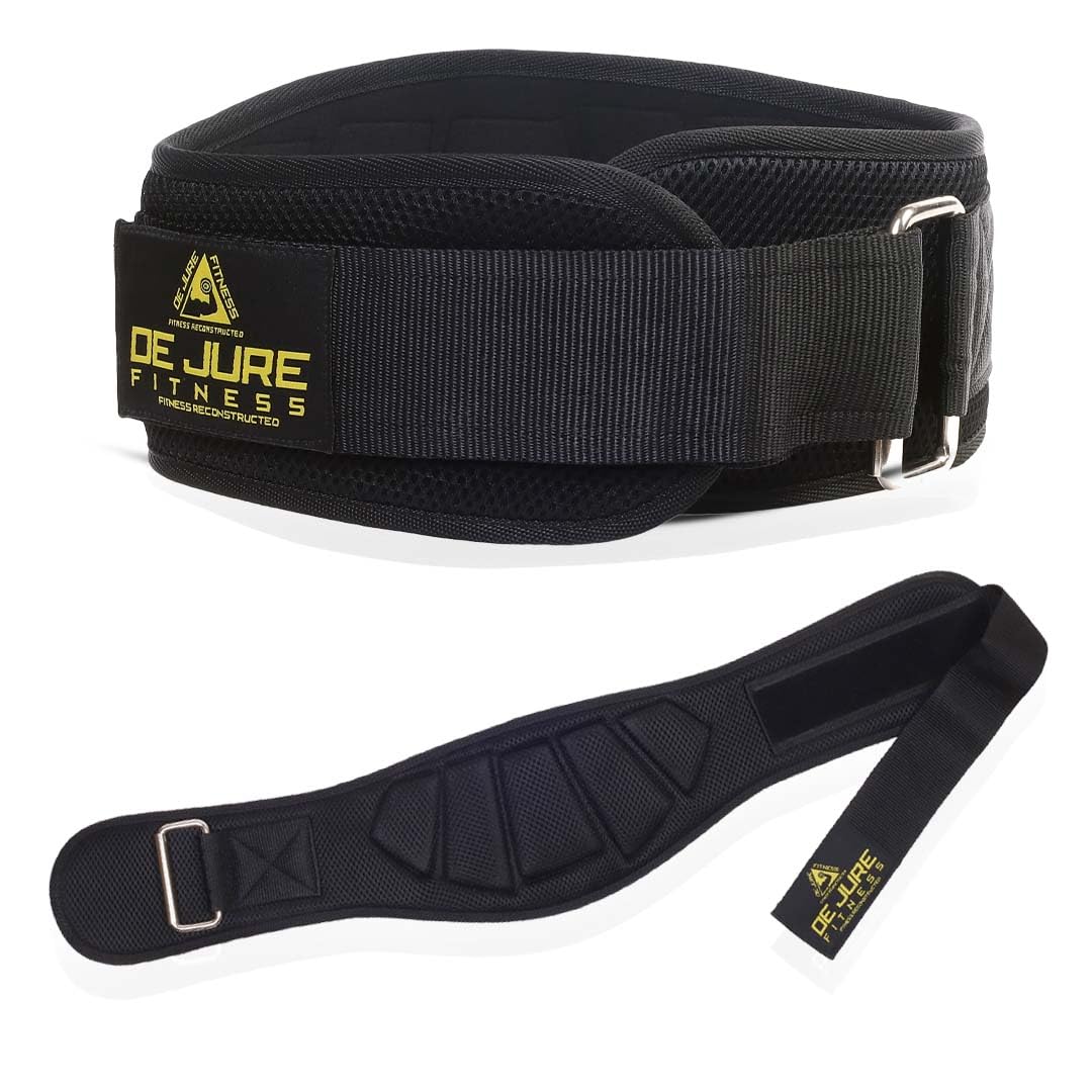 De Jure Fitness Weightlifting Belt for Men & Women | Adjustable Lumbar Support Gym Belt for Lifting | Heavy Duty Back Support for Deadlifts, Squats, CrossFit | Hook & Loop Strap | Size XL Black-image-35