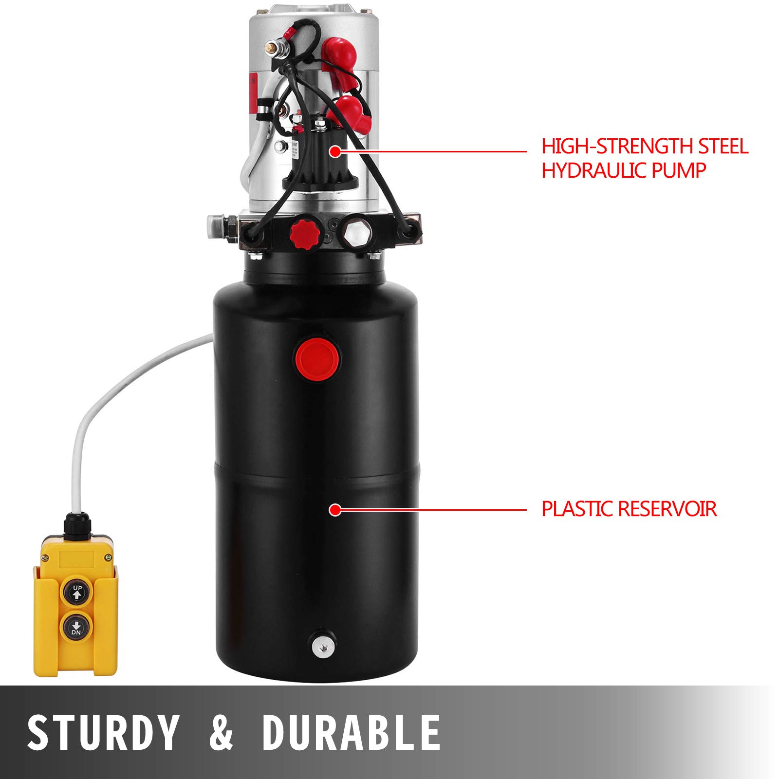 VEVOR Pompa Idraulica 8 Litri a Doppio Effetto 12V CC 8 Litri Serbatoio in Acciaio Industriale, Pompa Idraulica per Fabbriche in Miniere, Fonderie, Produttori di Macchinari e Fabbriche di Montatori.
