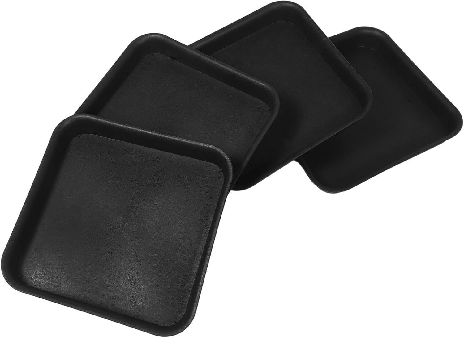 Ciieeo 4pcs Square Plant Water Catcher Tray for Flower Pots 38cm Thickened Frosted Black Plastic Planter Drip Saucer for Indoor Outdoor Garden Use