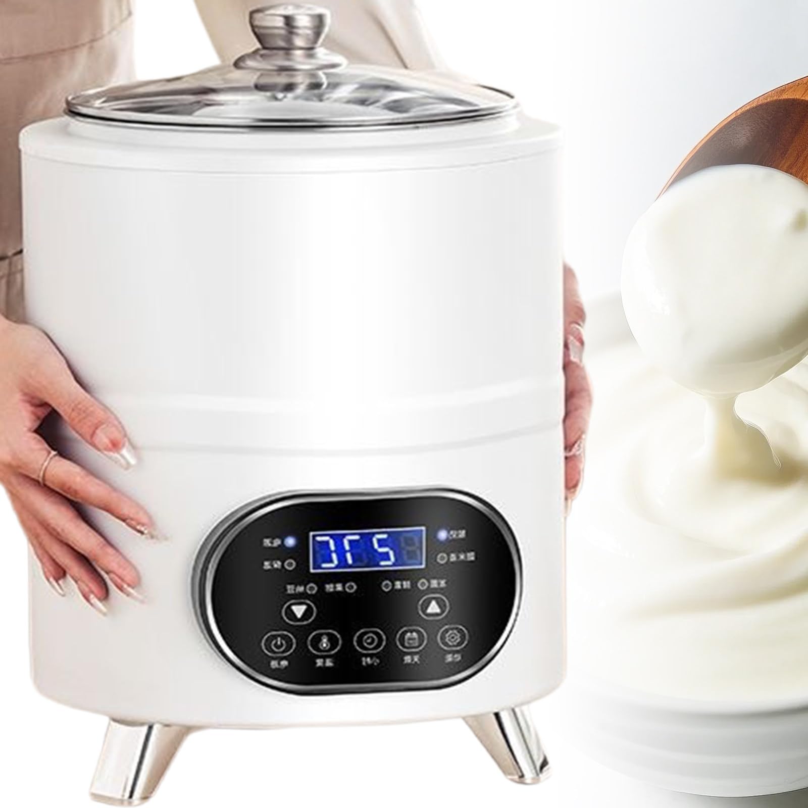 Sjyclaviger Automatic Lcd Digital Yoghurt Maker Machine,Smart Constant Temperature Yogurt Maker, for Easy Cleaning, for Homemade Yogurt,Natto,Rice Wine,Fruit Vinegar White-12L
