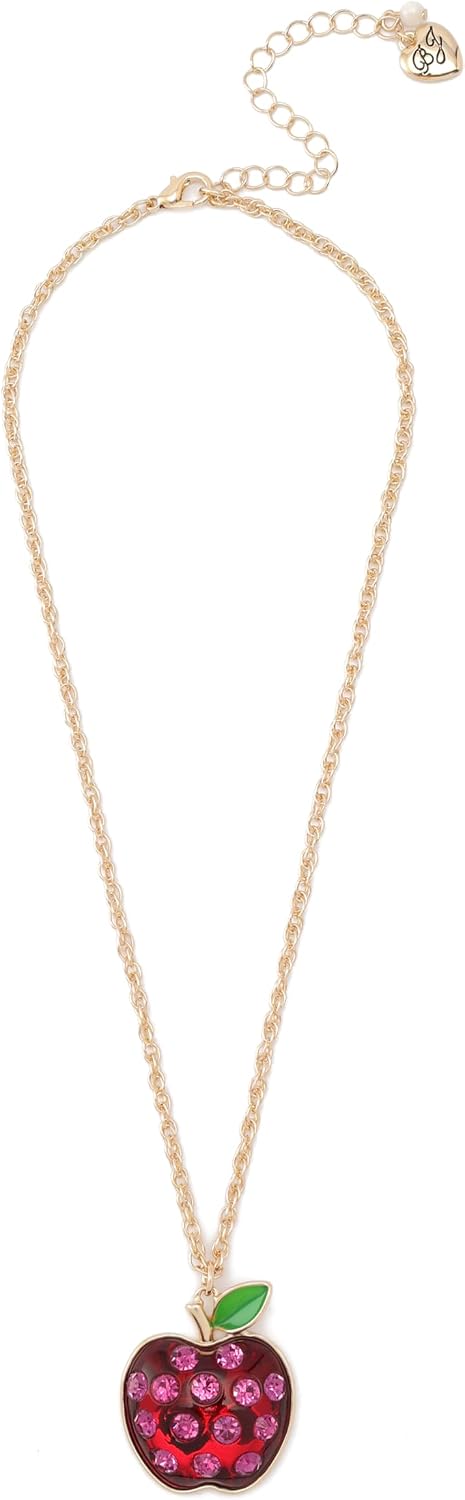 Betsey Johnson Women's Straight A's Apple Pendant Necklace