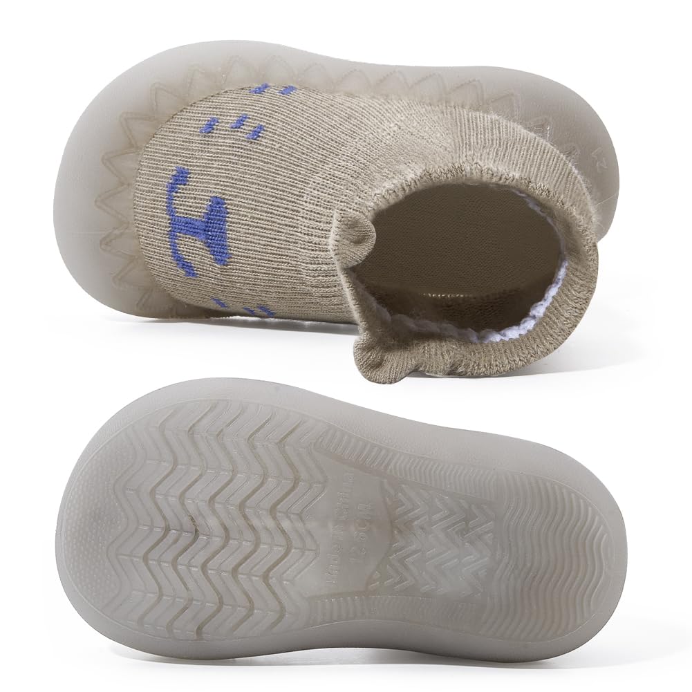 TARANIS Baby Sock Shoes Walking Shoes Infant Breathable Slippers with Soft Rubber Sole Boys Girls Grip Socks Khaki21
