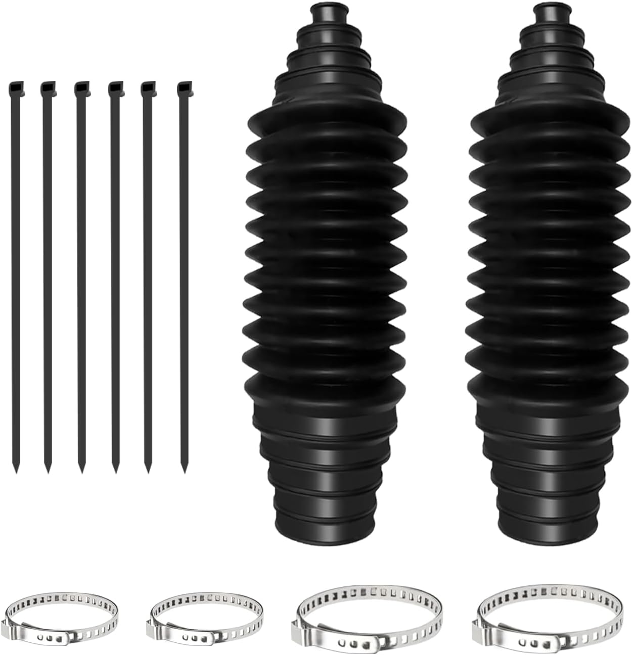 Lyxheth Universal Silicone Steering Rack & Pinion Tie Rod Boots Kit - Dustproof Bellows with Cable Ties & Clamps for Most Cars