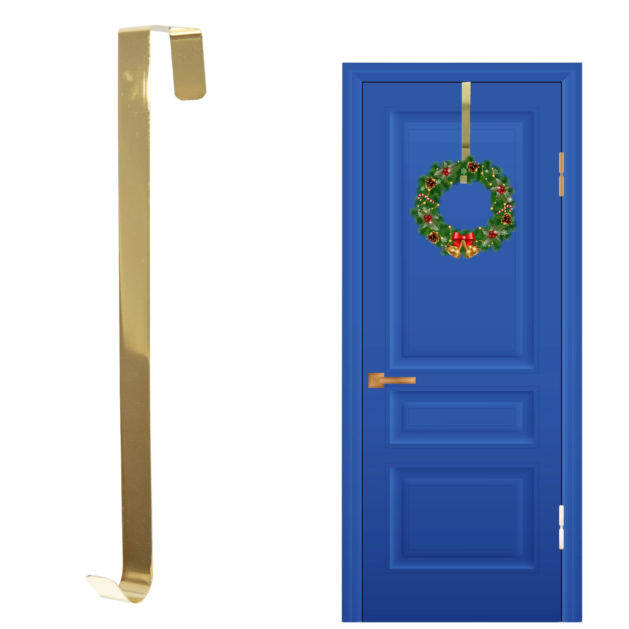 SHATCHI 1Pc Christmas Wreath Door Hanger – 30cm Metal Front Door Wreath Holder Over Door Hook for Christmas Home Office Wall Wedding Hanging Decorations Wreaths