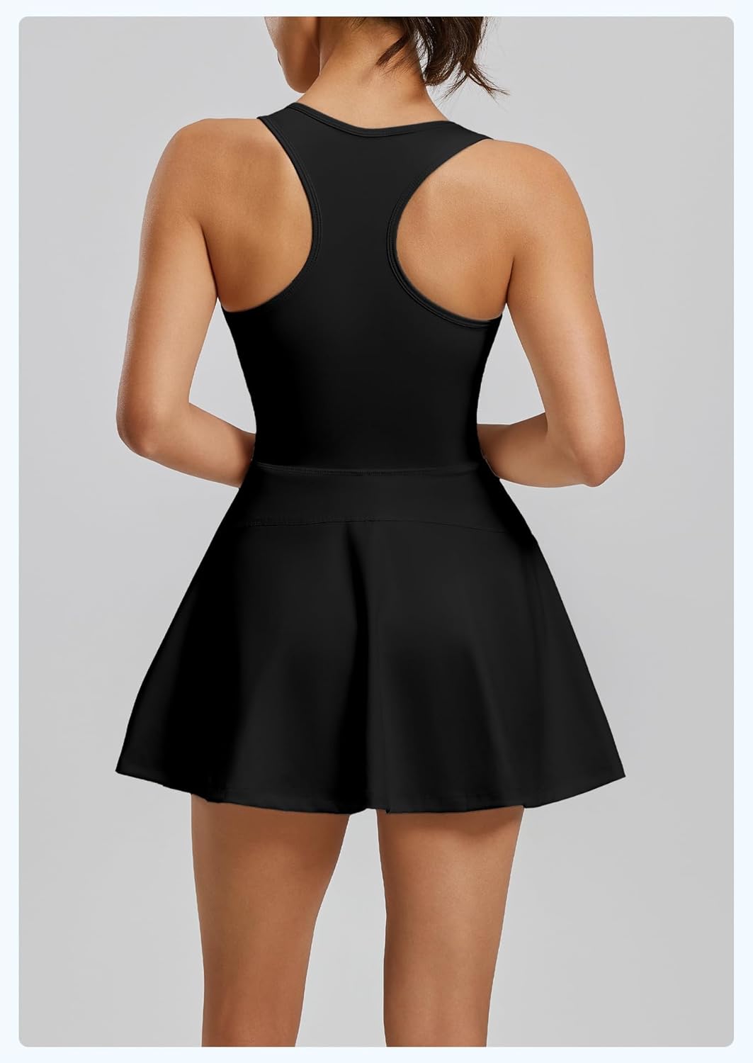 Women's White Sleeveless Zipper Front Tennis Dress, Athletic Sportswear Skater Dress for Outdoor Fitness