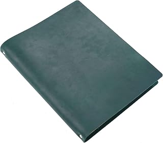 系统手册 a4 活页夹 皮革 4孔 环 带PVC袋 商务办公用品 记事本 拉链袋可收纳移动设备 零钱包 牛皮纸 手工缝制 防水 耐磨 耐用 时尚 毕业纪念品 退休 (绿色)