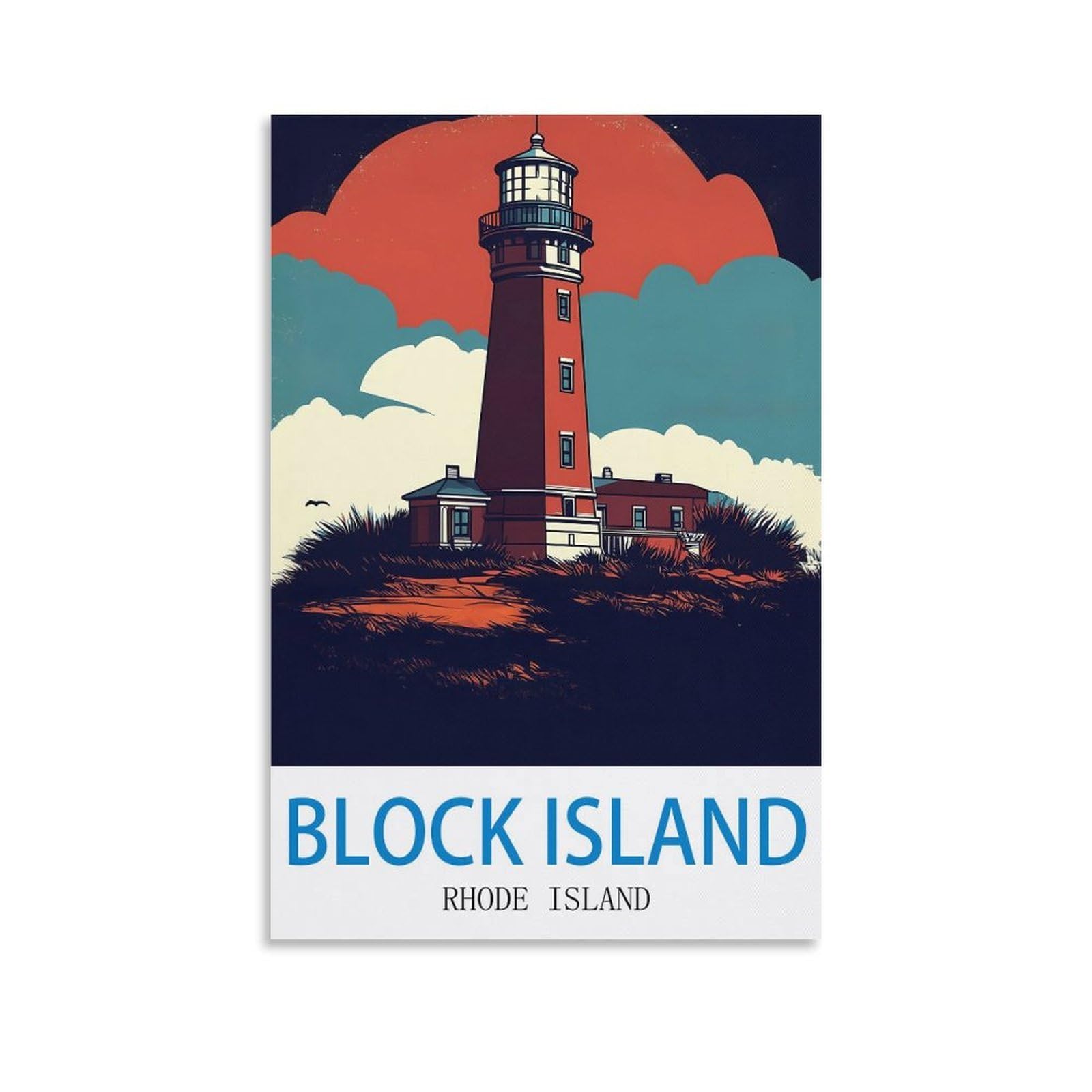 EZMLFA 5D Diamond Painting Kits for Adults,Block Island Rhode Island Diamond Art Kits for Beginners,Full Drill Diamonds Gem Art for Home Wall Decor Gift 50x60cm