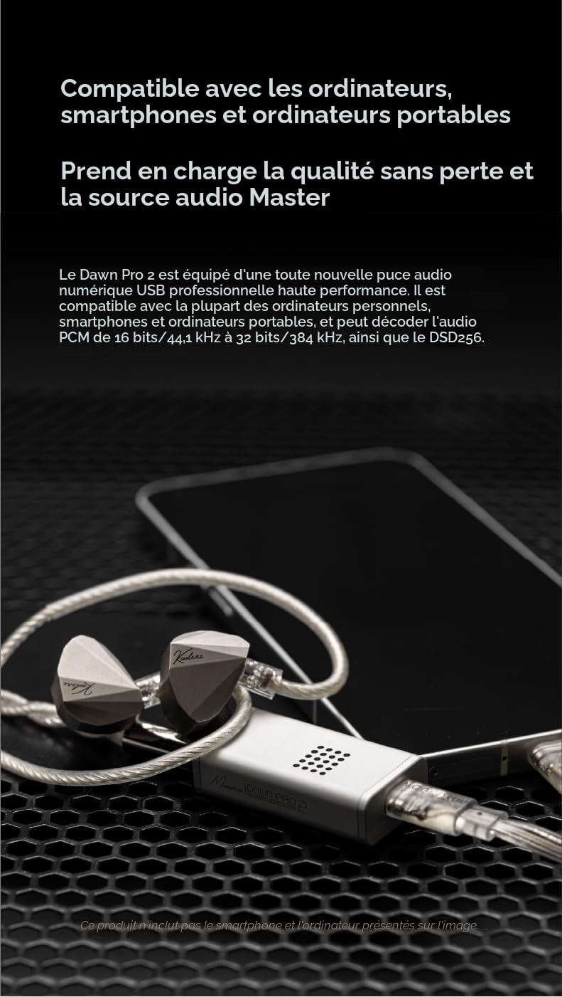 Moondrop Dawn PRO 2 Décodeur Amplificateur pour Casque 3.5/4.4 Sortie Téléphone Double CS43198 32Bit/384KHz DSD256 DAC/AMP USB Portable