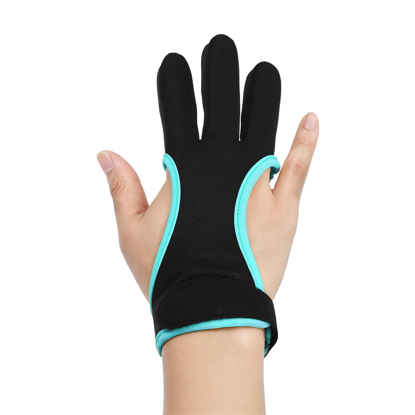 YELARXI Archery Gloves, Durable Shooting Hunting Leather 3-Finger Protector 2 Pack & M & Black Green-Fitting for (Adults Woman/Beginner/Recurve/Arrow Bow Protective Gear Accessories)
