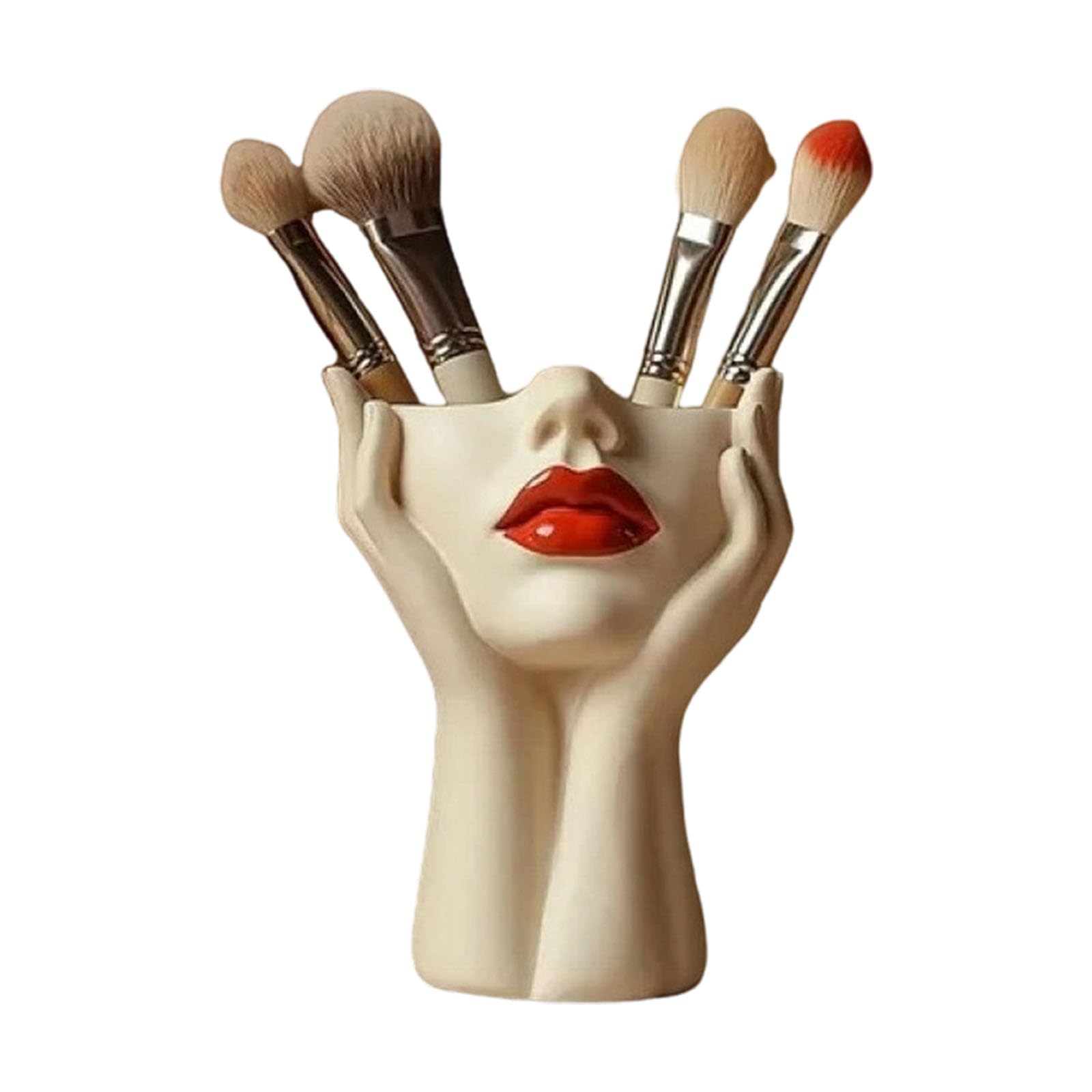 Jazuaiao Compact Female Head Brush Holder Resin Ideal for Beauty Tools and Decoration Home Storage