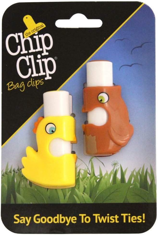 Chip Clip Bag Clips, Push Button Bag Ties in Cute Shapes Set of 2 (Chick/Owl)