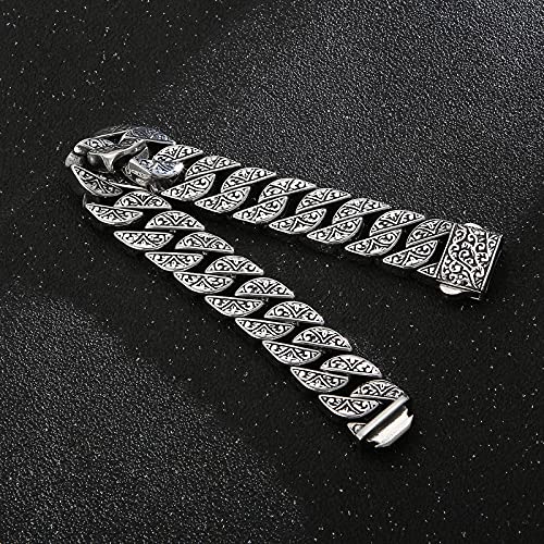 Ivy Engraved Chain Bracelet For Men Silver Personalized Jewelry For Men Bracelet Stainless Steel 7.68in/8.07in/8.46in/8.85in/9.25in4
