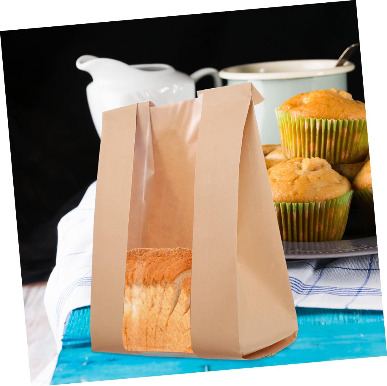 100pcs Kraft Bread Bags for Sourdough Reusable Window Baking Paper Sandwich Bags