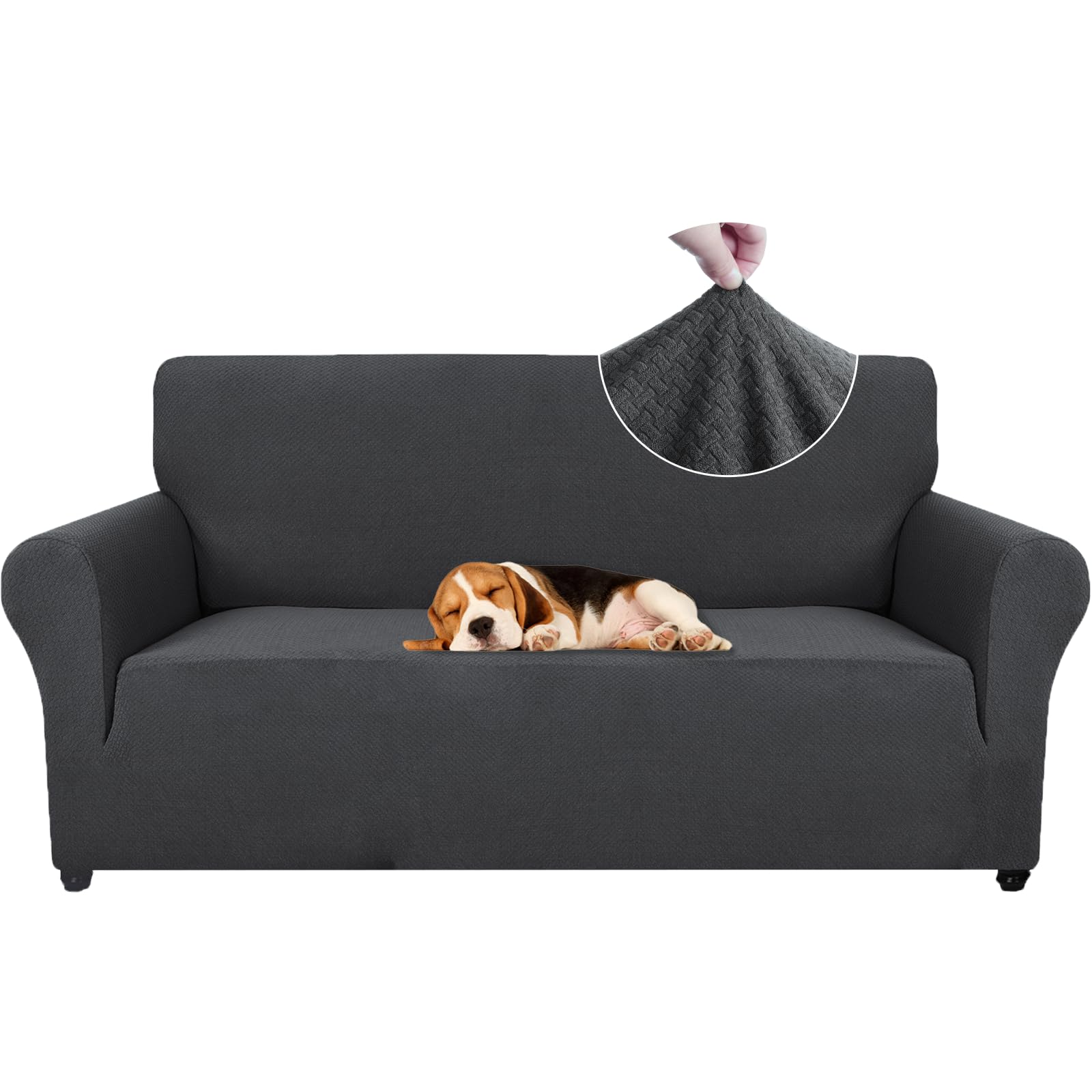 Ystyle Copridivano 2 Posti con Braccioli, Elasticizzato Copri Divano Antigraffio Gatto Cani, Universale Moderno Fodere Copridivani, Elastico Copripoltrona Antimacchia Antiscivolo, Grigio