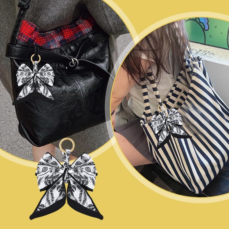 Silky Satin Bow Key Chain for Women Handbags Purse Bowknot Keychain for Ladies Bag Pendant - Image 6