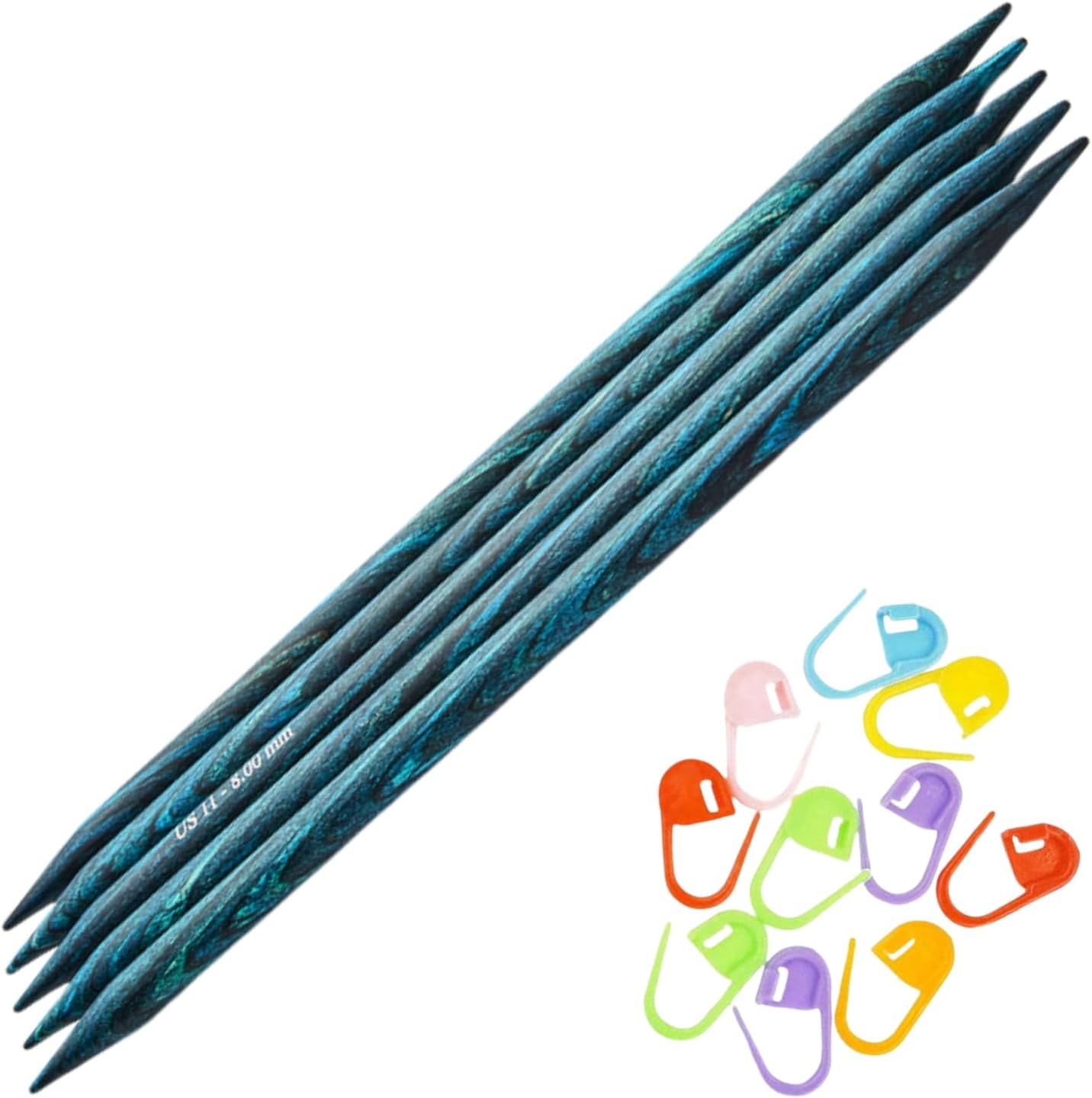 KnitPro Dreamz DPN Double Pointed Knitting Needles 8 inch, Size 2.5 (20cm, 3.00mm) with 10 Colorful Stitch Markers
