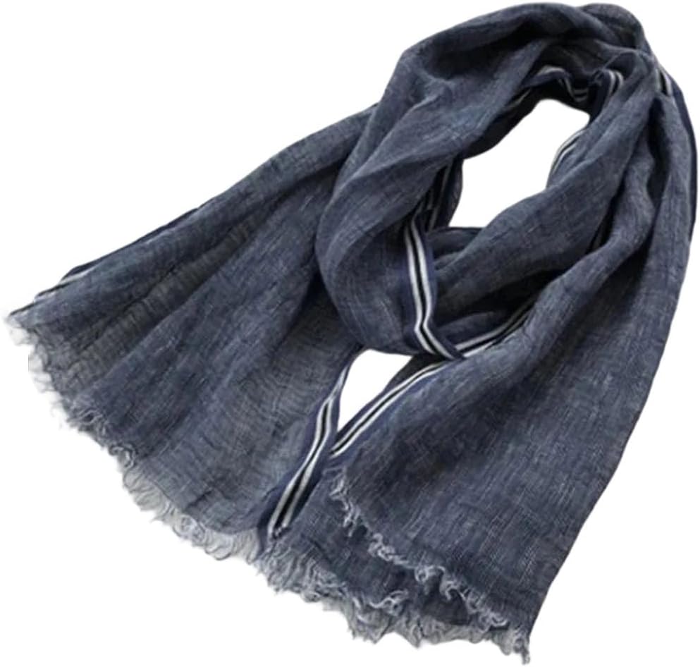 Men's Linen Scarf Solid Color Clause Shawl Soft Classic Warm Scarves