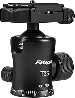 Fotopro Low Profile Ball Head, 33mm CNC Metal 360 Degree Panoramic Rotating Tripod Head with 1/4 Quick Release Plate Max Load 33lbs/15kg for Tripod Monopod DSLR Camera Camcorder