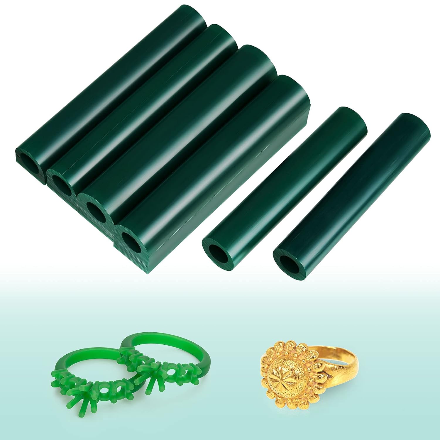 6 Pieces Carving Wax Ring Tube Green Ring Carving Wax Hole for Jewelry Casting Mold Kit, Different Sizes