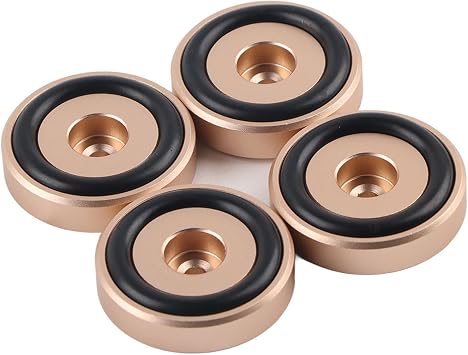 4PCS 4010mm Aluminium Alloy Amplifier Pads, Anodizing Sand Blasting Feet, Durable Amplifier Stand, Shock Absorbent, Raises Amplifier Height for Stereo Sound Gold