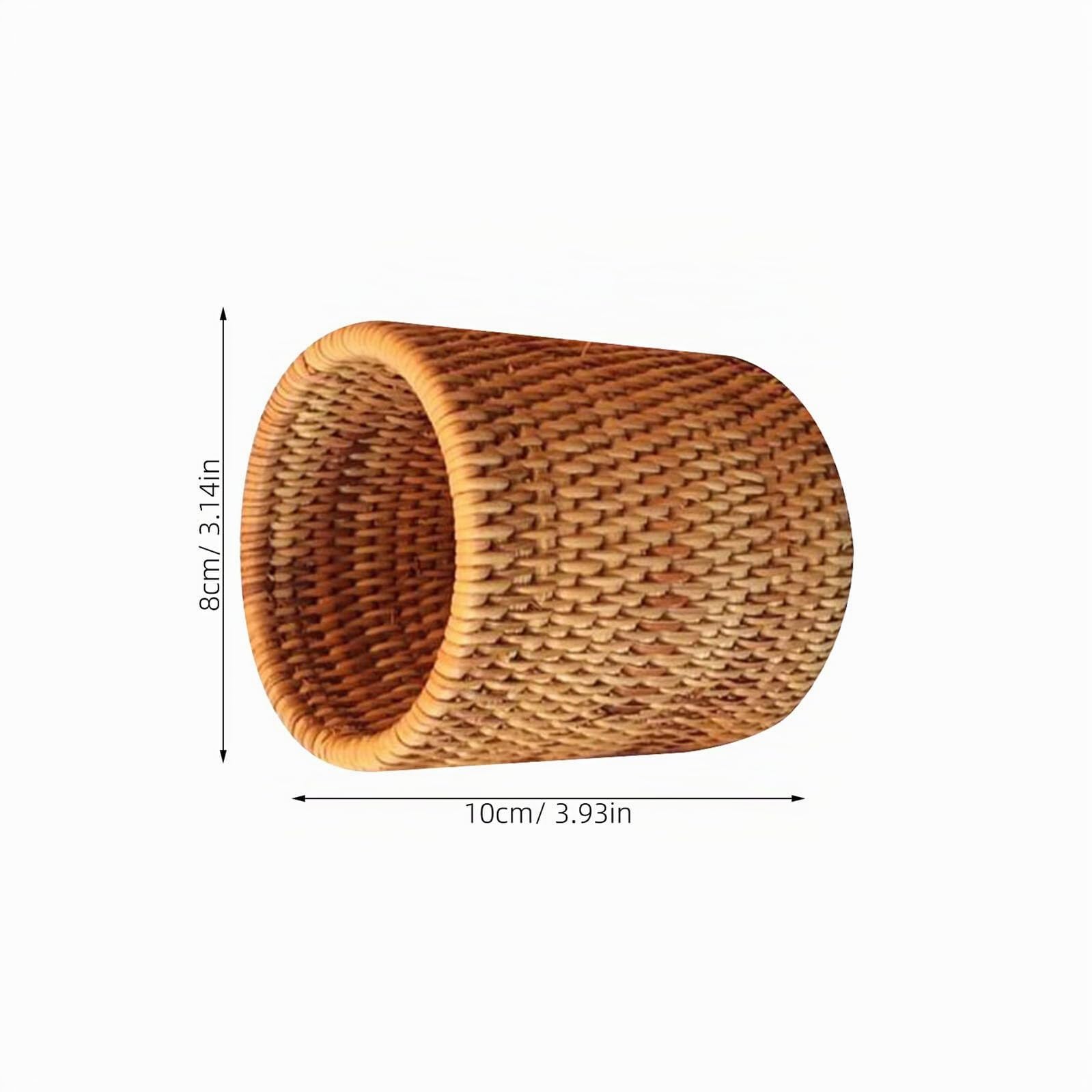 Healifty Contenitore Cilindrico in Vimini Intrecciato Per Set Da Tè Organizer Scrivania Ufficio E Porta Penne Cesto Multiuso in Rattan Naturale Per Casa E Ristorante 3.15X3.15X3.94In