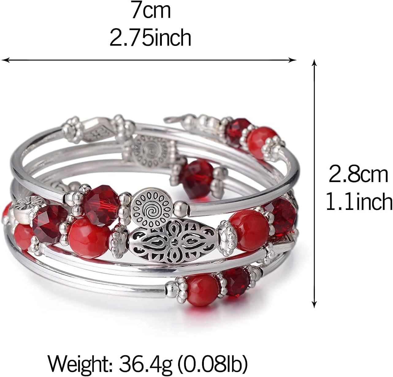 FULU AUTUMN Stackable Beaded Bracelets for Women Boho Wrap Silver Bracelet Layered Fashion Jewelry Gifts for Her - Image 6