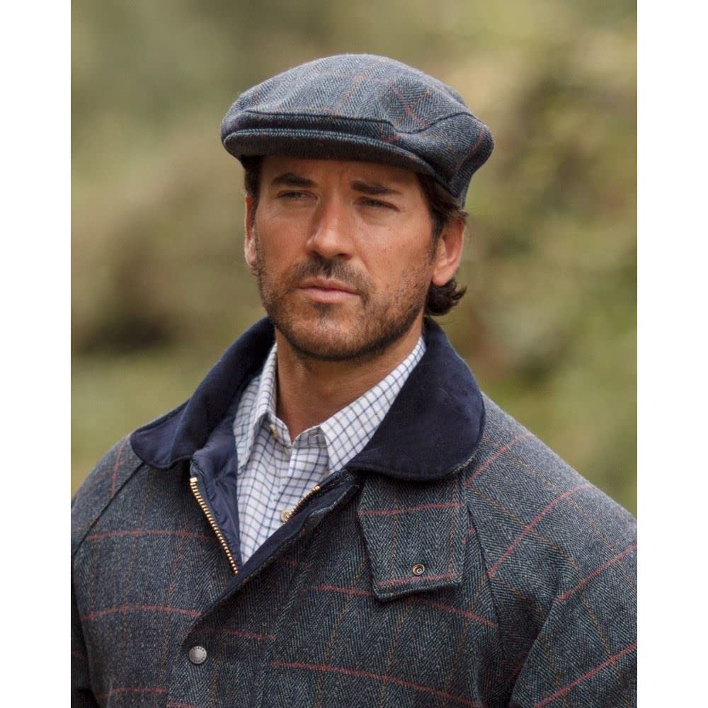 Walker and Hawkes - Derby Tweed Cambridge Flat Cap - Blue Tweed - S
