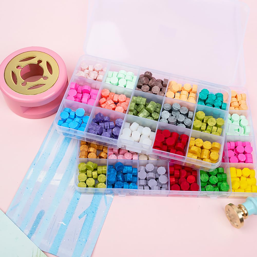JIHUOO 380 Pcs Colorful Sealing Wax Beads Pellets 15 Colors Wax Seal Beads Wedding Invitation Wax Stamp Seal for Wax Stamp - Image 2