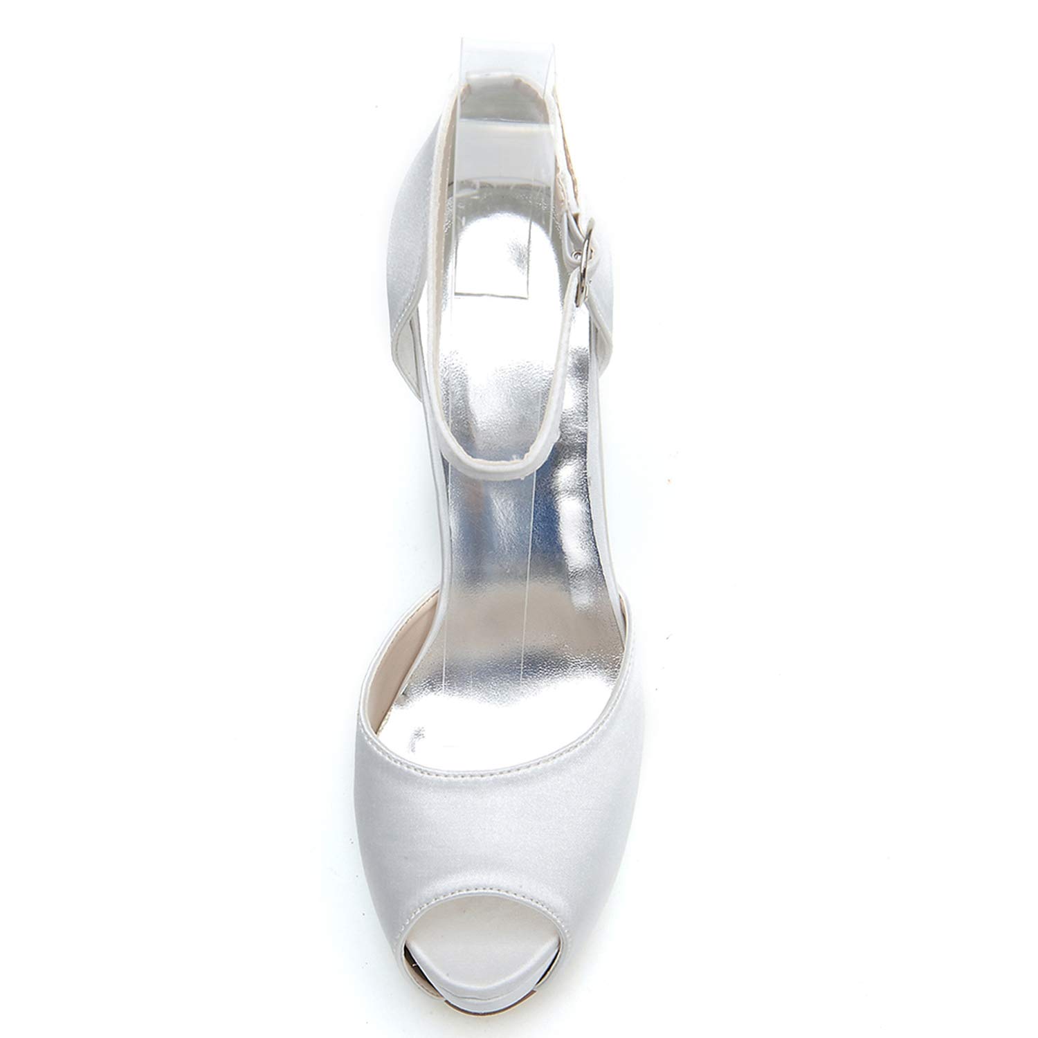 Zapatos de Boda para Novias, Mujeres de tacón bajo de satén con Plataforma Gruesa Zapatos de Novia de satén con Hebilla de tacón Alto para Damas/otoño