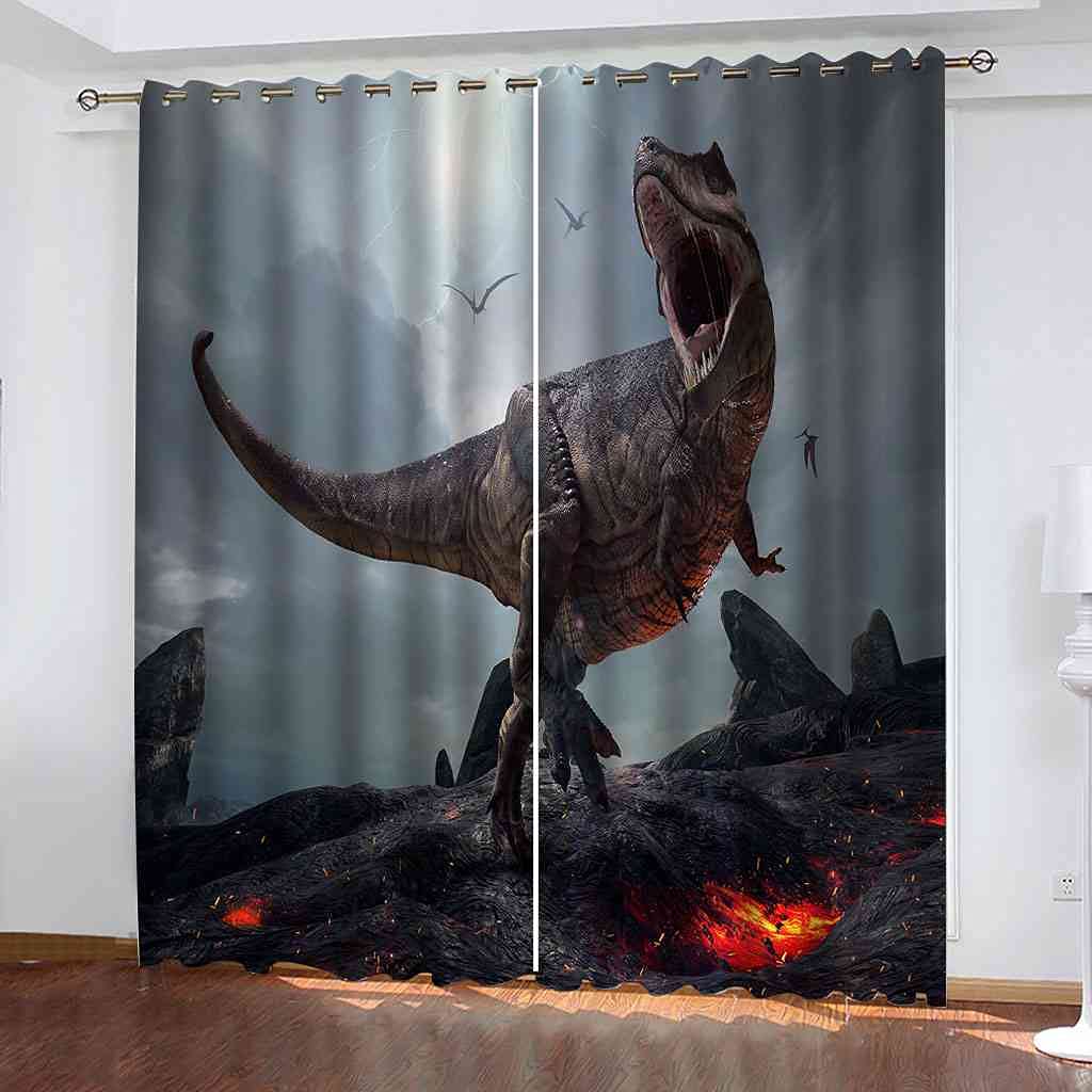 Rideau occultant 200x160 cm dinosaure à oeillets isolant thermique