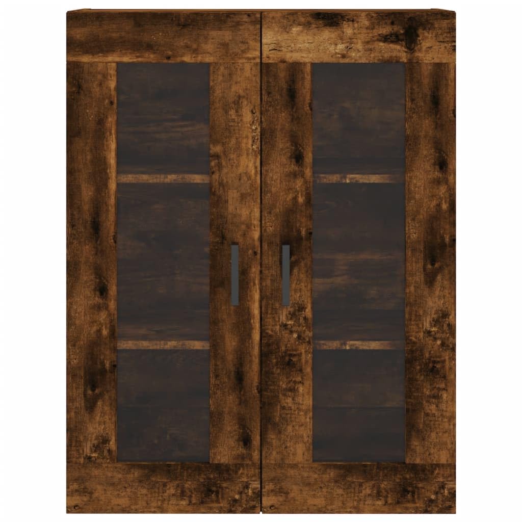 Générique Bufet wysoki Dąb wędzony 69,5 x 34 x 180 cm, szafka do przechowywania z drewna inżynieryjnego z metalowymi nogami, duża przestrzeń do przechowywania do salonu