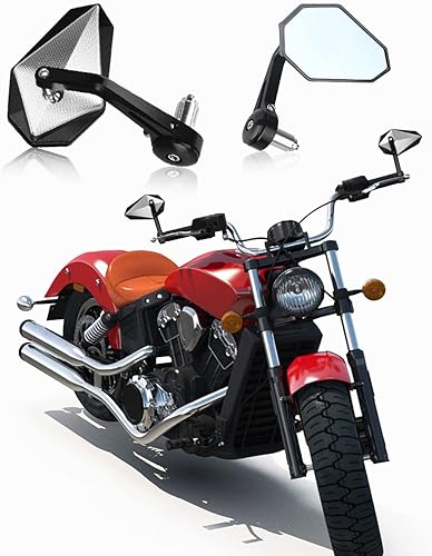 Miniatura 7 de LKV Extremo de barra convexos espejos manillar anti-azul vista trasera 360 grados CNC aleación de aluminio espejo para motocicleta con 0.866 in 78