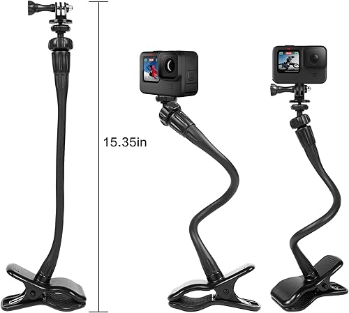 Miniatura 3 de Soporte de abrazadera de mordazas flexibles para GoPro Webcam Soporte de mesa Clip de mesa con rosca de tornillo de 14 "Cabeza de bola de 360