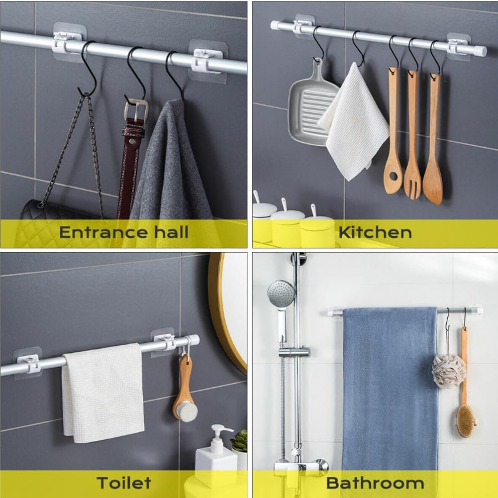Lot de 10 supports de tringle adhésifs sans perçage pour rideaux parfaits pour la décoration de la maison Blanc