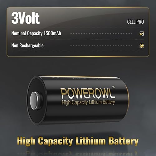 Miniatura 2 de POWEROWL Batería de litio CR123A de 3 V, baterías de alta capacidad 123, potencia de larga duración - Cantidad 6