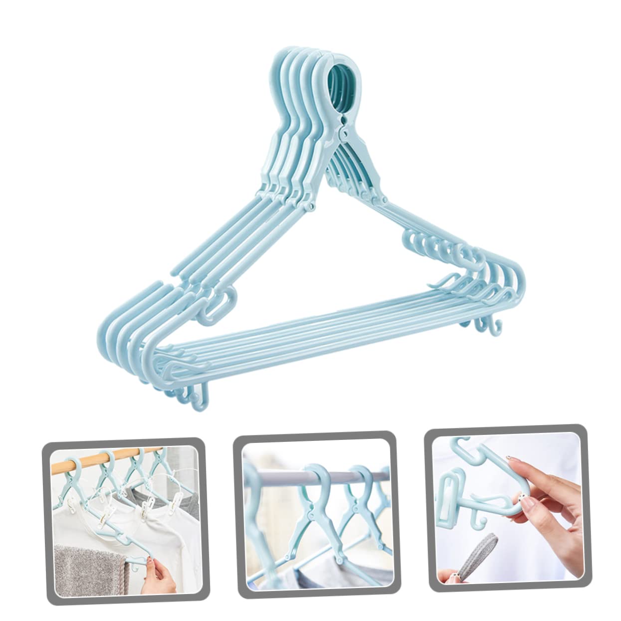 SOLUSTRE 5Pcs Heavy Duty Windproof Clothes Hangers Multi Function Shirt Hangers with Clips for Towels and Sturdy Design for Space Saving Organization