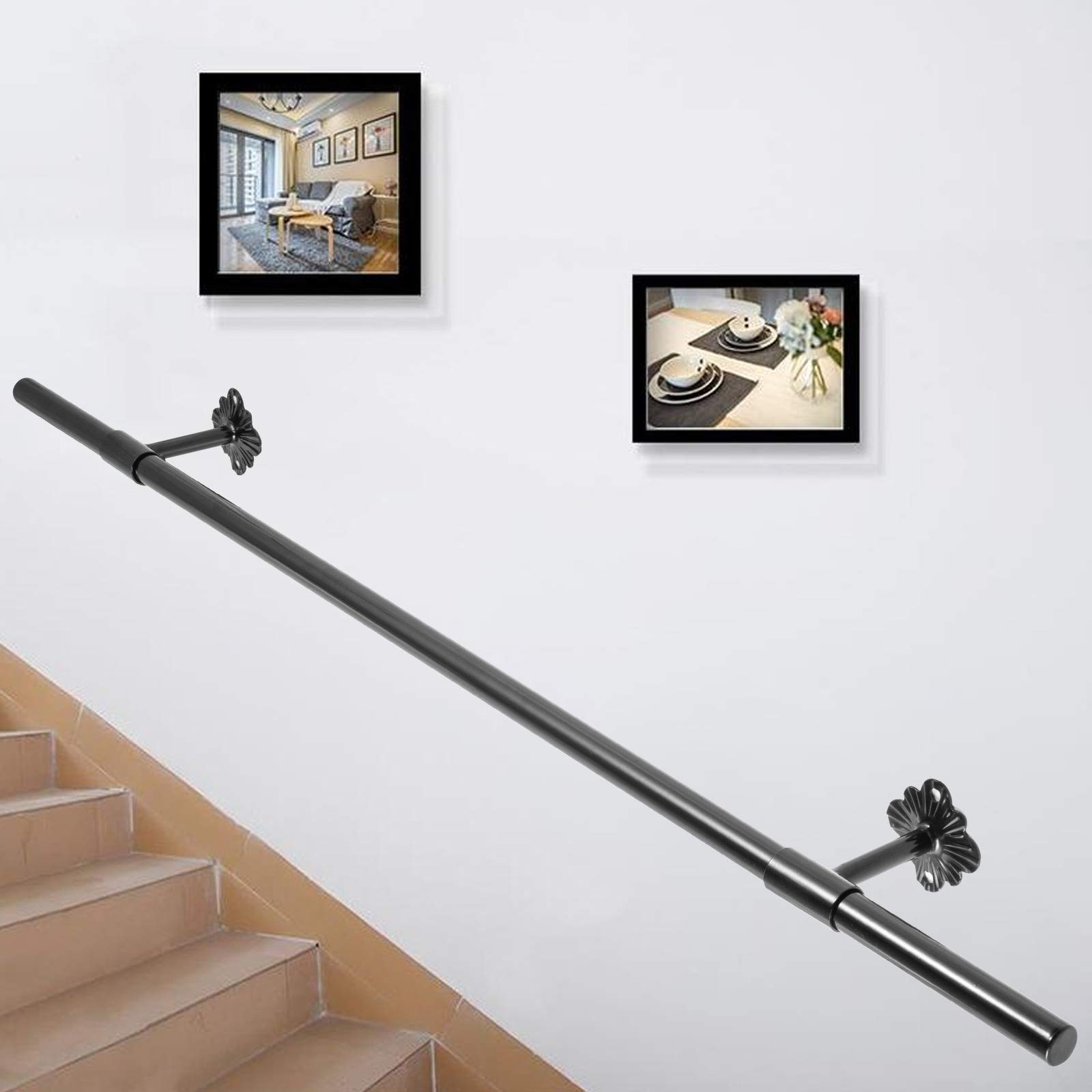 Buy VEVOR Stair Handrail 5ft Length Stair Rail Steel Pipe Modern