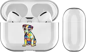 Funda rígida de cristal transparente con licencia oficial de P.D. Moreno Jack Russell Dogs de Head Case Designs, compatible con el estuche de carga de los AirPods Pro de Apple.