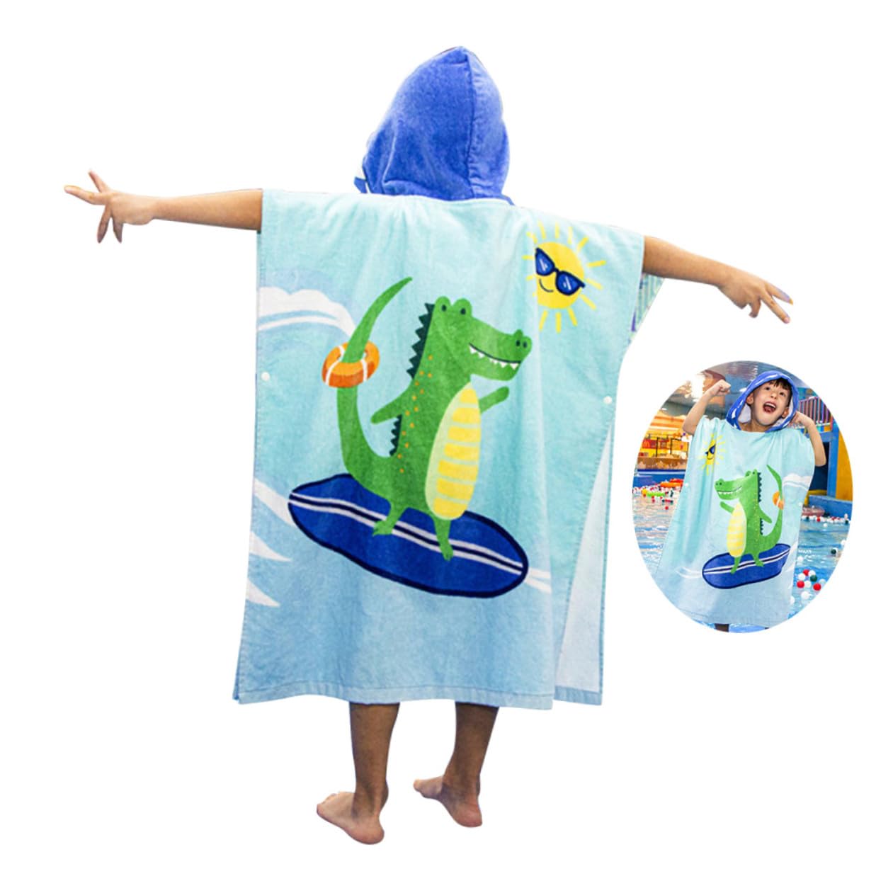 Cabilock Kinder Badetuch mit Kapuze, 60cm, Baumwolle, Cartoon Motiv