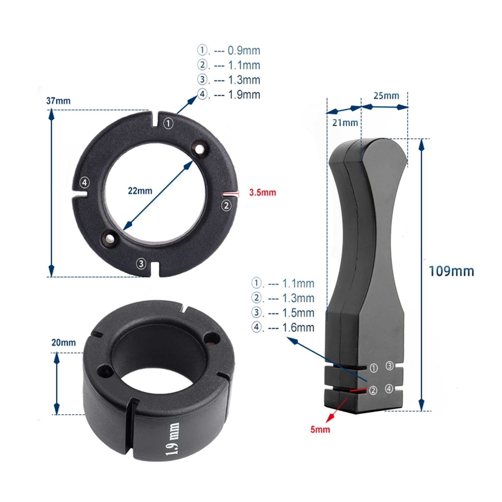 RHAIYAN Bicycle Aero Spokes Holder Square Spoke Spanner 0.9/1.1/1.3/1.5/1.6/1.9mm Flat Spokes Wrench Bike Repair Tool