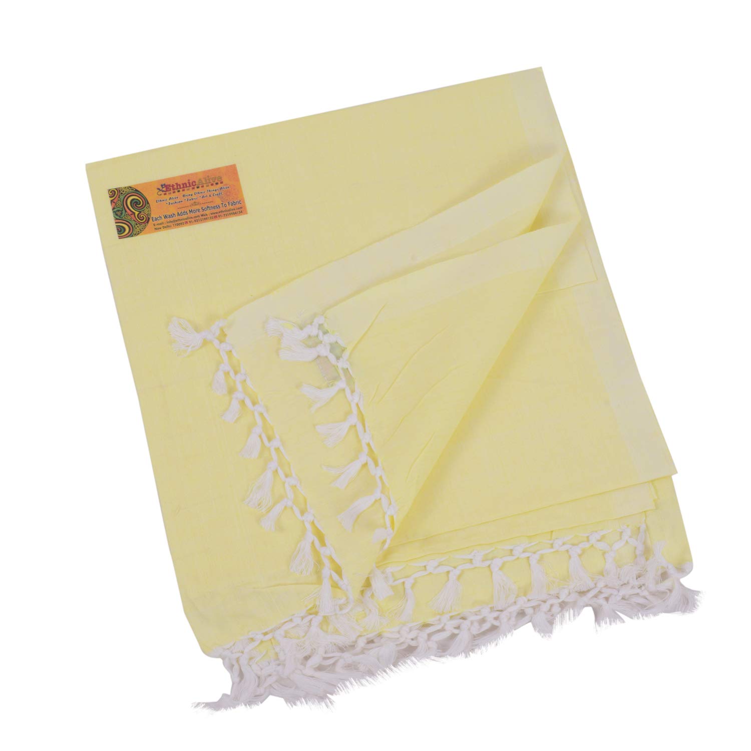 EthnicAlive Nic Bhagalpuri Silk Lemon Chadar/Soft Cotton Single Layer Chadar/Summer All Season Handloom Duvet/Comforter/Topsheet Throw and Travel Blanket