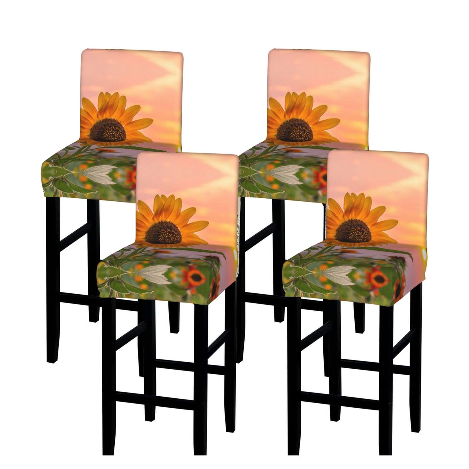 WXWJSHMGC Sunflower With Sunset Print Bar Stool Covers Stretch Counter Height Chairs Covers