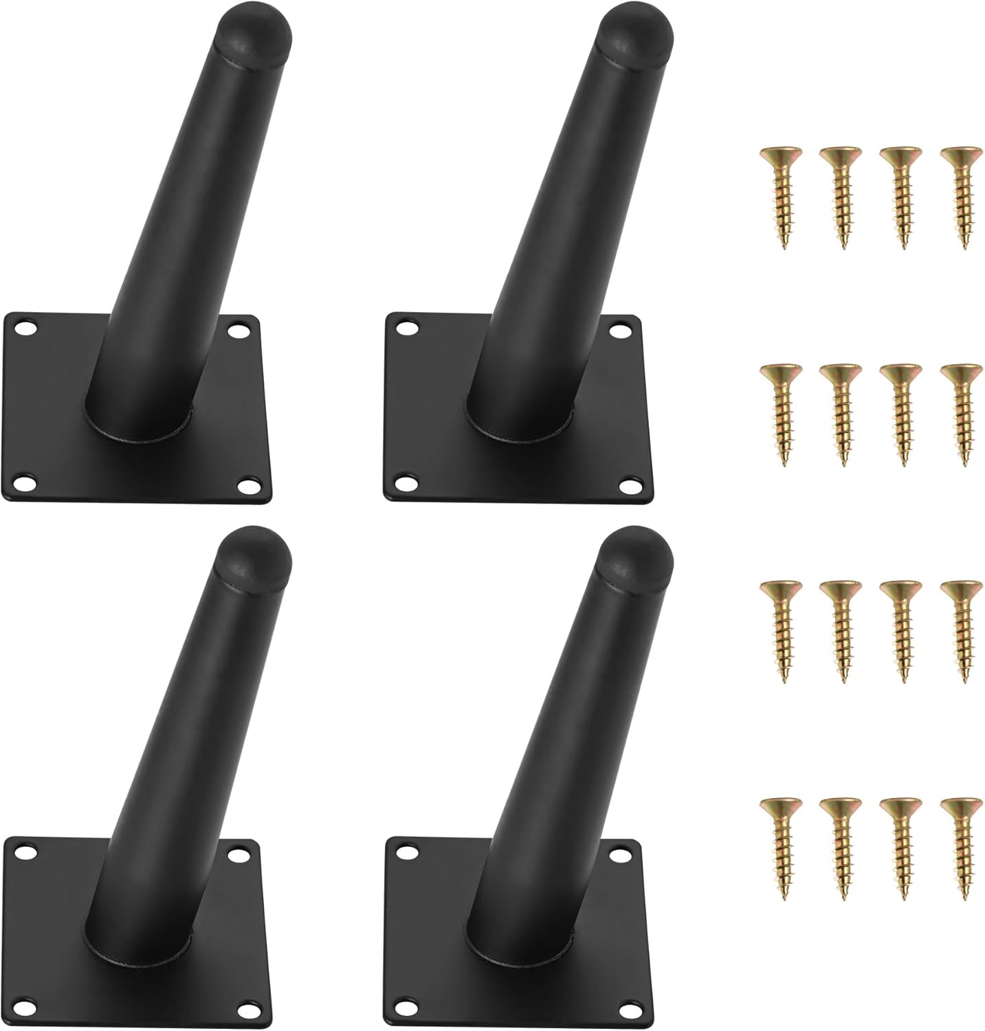 6 Inch Metal Black Furniture Couch Legs Set of 4, Inclined Cone Thickened Furniture Feet Dresser Cabinet Sofa Legs Bed Hardware Replacement