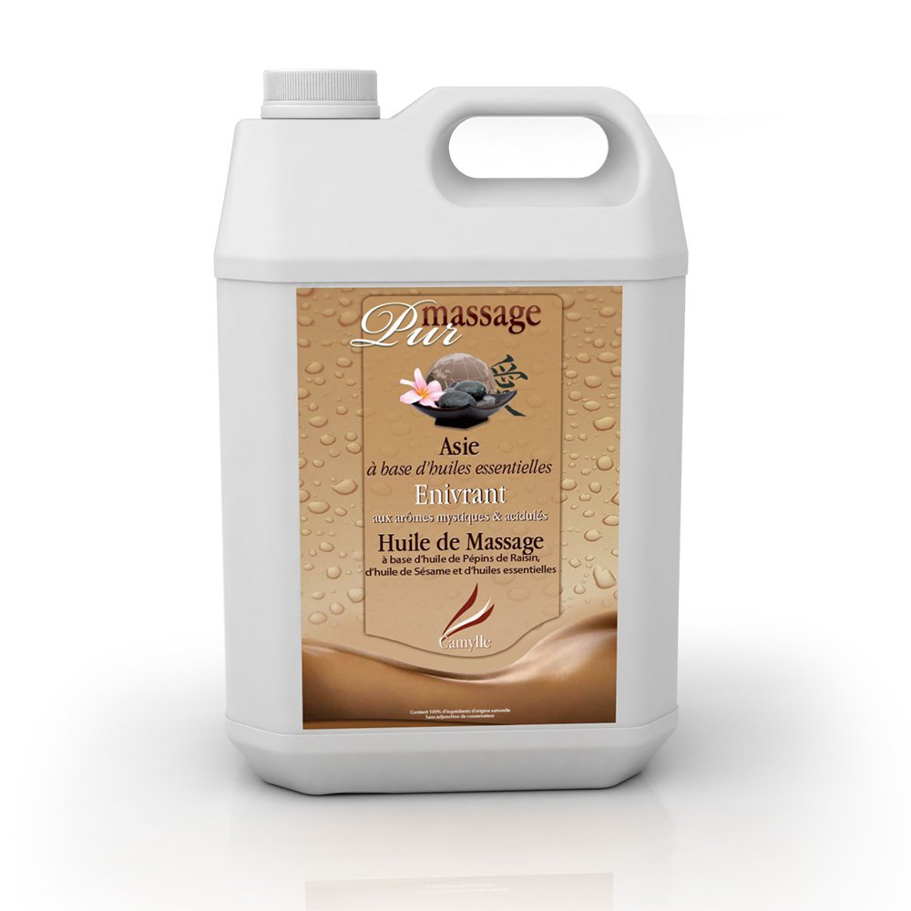 Camylle - Aceite de Masaje Asie - Aceite de Masaje de Lujo para el Masaje Tradicional o la Ducha Vichy - Exhilarante con aromas acidulados y místicos - 5000ml