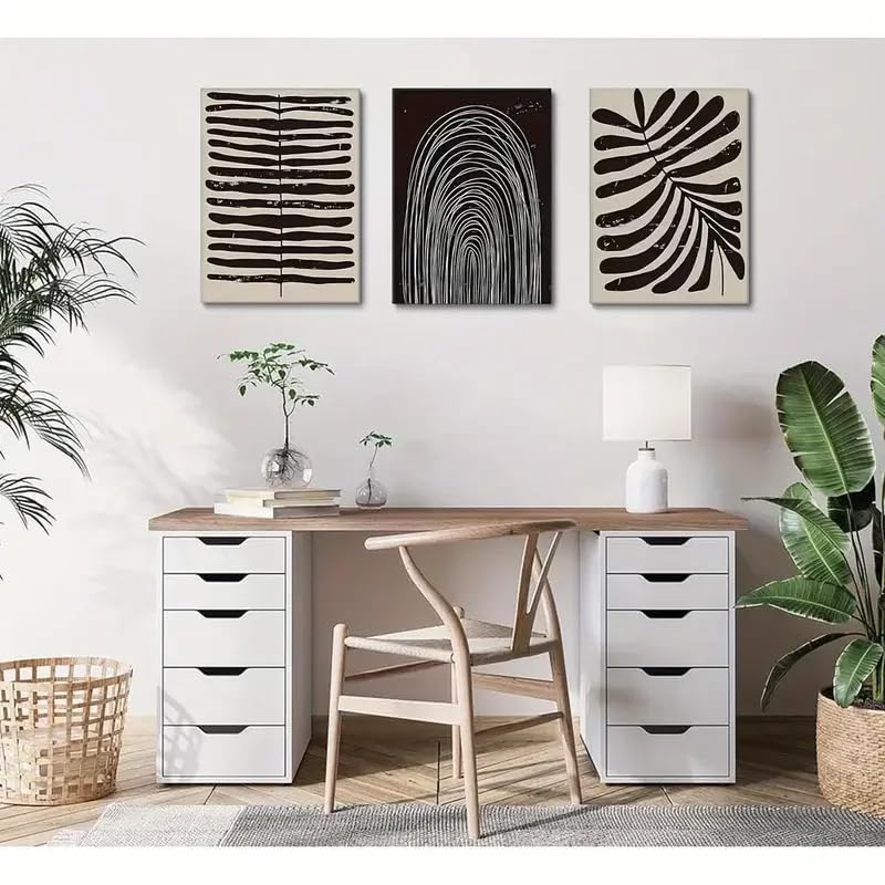 Tableau abstrait lignes neutres pour réchauffer un mur blanc